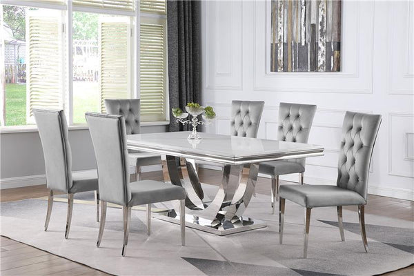 Kerwin 7-piece Dining Room Set Grey and Chrome - 111101-S7G