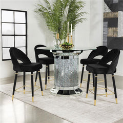 Ellie 5-piece Pedestal Counter Height Dining Room Set Mirror and Black - 115558-S5