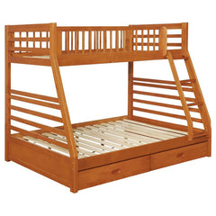 Ashton 2-drawer Wood Twin Over Full Bunk Bed Honey - 460183
