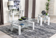 Dyer 1-shelf Rectangular Glass Top Coffee Table White - 703438