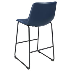 Zuni Faux Leather Upholstered Bar Stool Blue (Set of 2) - 107209