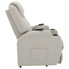 Sanger Upholstered Power Lift Massage Recliner Champagne - 600497P