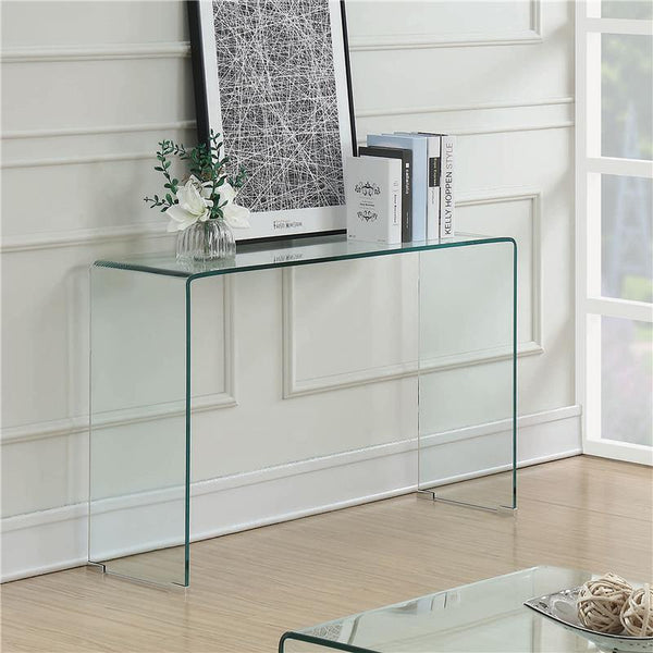 Ripley Tempered Bent Glass Entryway Console Table Clear - 705329
