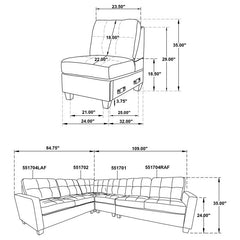 Georgina 4-piece Upholstered Modular Sectional Steel Grey - 551701-SET