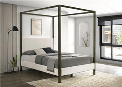 Monroe Upholstered Queen Canopy Bed Vanilla - 300834Q