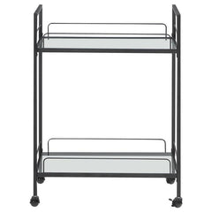 Curltis Serving Cart with Glass Shelves Clear and Black - 181065
