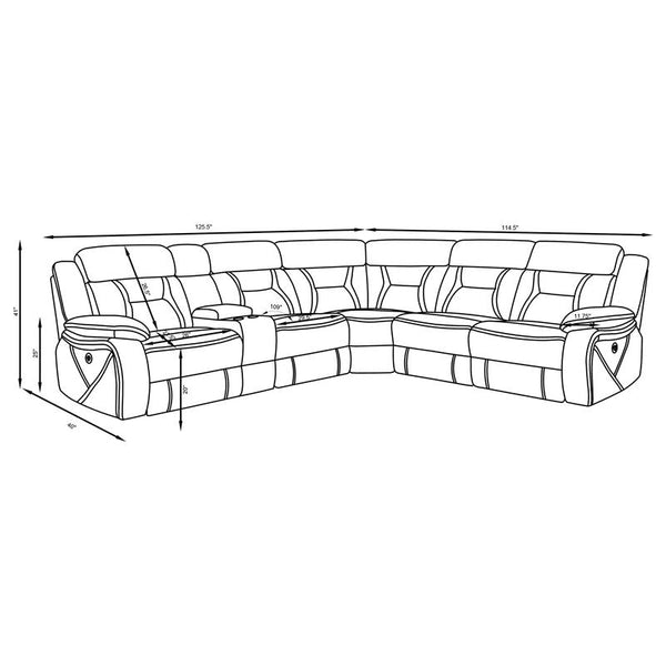Higgins Upholstered Power Reclining Sectional Sofa Grey - 600370