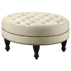 Elchin Round Upholstered Tufted Ottoman Oatmeal - 500018