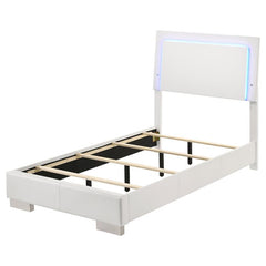 Felicity Wood Twin LED Panel Bed White High Gloss - 203500T