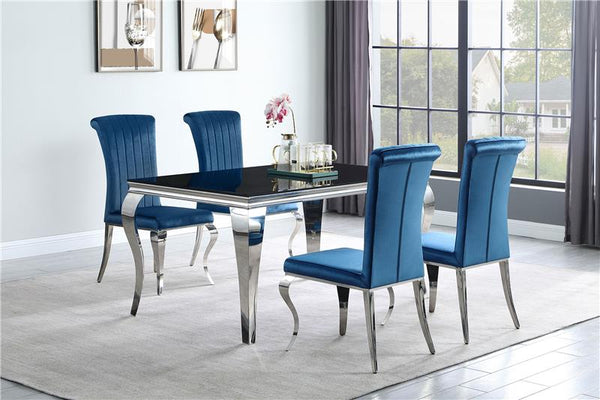 Carone 5-piece 61" Rectangular Dining Set Teal and Chrome - 105071-S5T