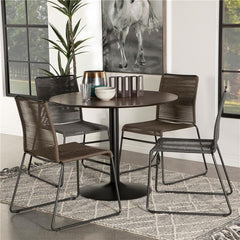 Lana Round Dining Table Walnut and Black - 110280