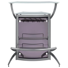 Dallas 2-shelf Home Bar Silver and Frosted Glass - 100135