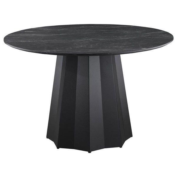 Camden Round 48-inch Faux Marble Top Dining Table Black - 105780