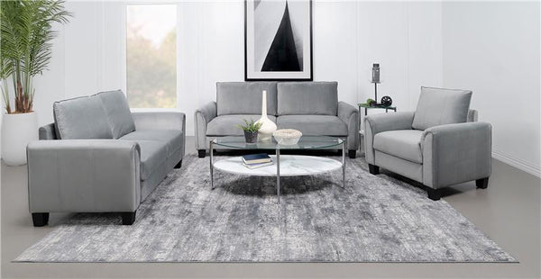 Davis Upholstered Rolled Arm Loveseat Grey - 509635