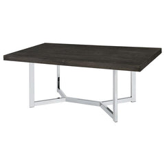 Benson Rectangular Trestle Base Dining Table Dark Oak and Chrome - 107121