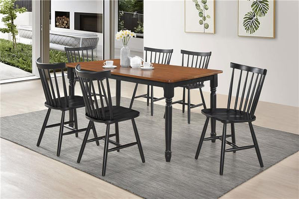 Hollyoak Farmhouse Rectangular Dining Table with Turned Legs Walnut and Black - 183041