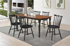 Hollyoak Farmhouse Rectangular Dining Table with Turned Legs Walnut and Black - 183041