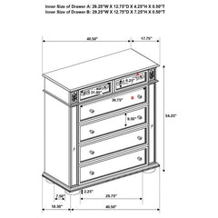 Heidi 5-drawer Bedroom Chest Metallic Platinum - 222735