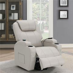 Sanger Upholstered Power Lift Massage Recliner Champagne - 600497P
