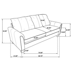 Davis 2-piece Upholstered Rolled Arm Sofa Grey - 509634-S2