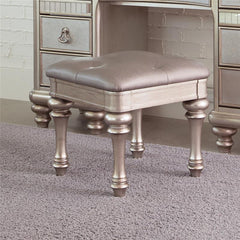Bling Game Upholstered Vanity Stool Metallic Platinum - 204189
