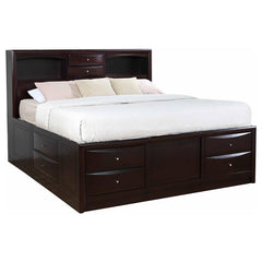Phoenix Wood Queen Storage Bookcase Bed Cappuccino - 200409Q