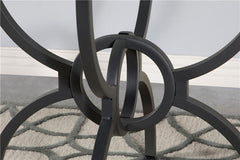 Aviano 48" Round Glass Top Dining Table Clear and Gunmetal - 108291BG