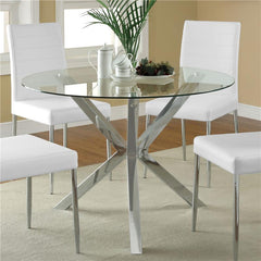 Vance Glass Top Dining Table with X-cross Base Chrome - 120760