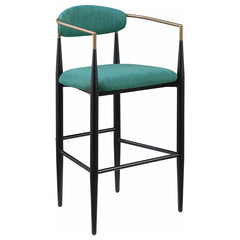 Tina Metal Pub Height Bar Stool with Upholstered Back and Seat Green (Set of 2) - 121188