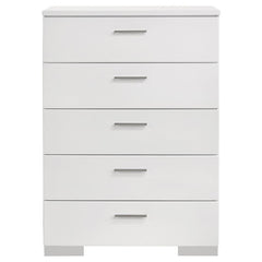Felicity 5-piece Eastern King Bedroom Set White High Gloss - 203501KE-S5L