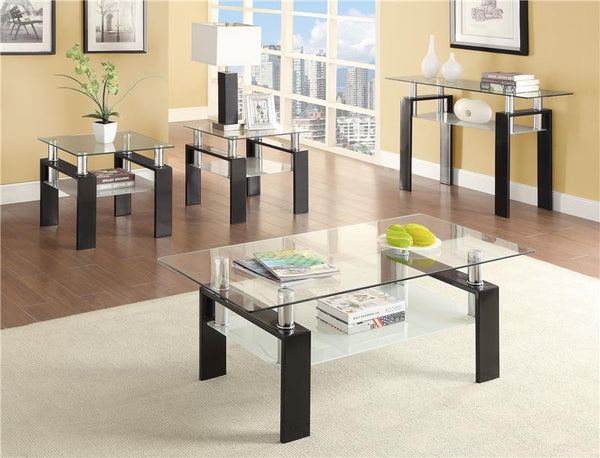 Dyer Rectangular Glass Top Entryway Sofa Console Table Black - 702289