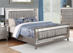 Leighton Wood Eastern King Panel Bed Metallic Mercury - 204921KE