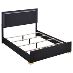Marceline Wood Queen LED Panel Bed Black - 222831Q