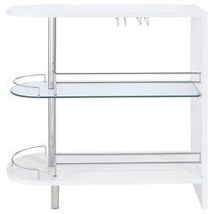 Adolfo 3-tier Bar Table Glossy White and Clear - 101064