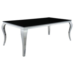 Carone Rectangular Glass Top Dining Table Black and Chrome - 115071