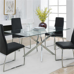 Carmelo X-shaped Dining Table Chrome and Clear - 107931