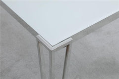 Pauline Rectangular Dining Table with Metal Leg White and Chrome - 193001