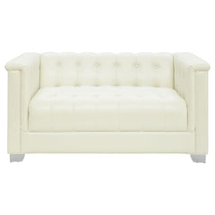 Chaviano Upholstered Track Arm Loveseat Pearl White - 505392