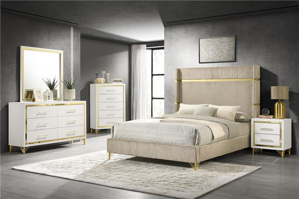 Lucia Upholstered Queen Wingback Bed Beige - 224731Q