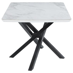 Paulita Rectangular Dining Table White and Gunmetal - 110711
