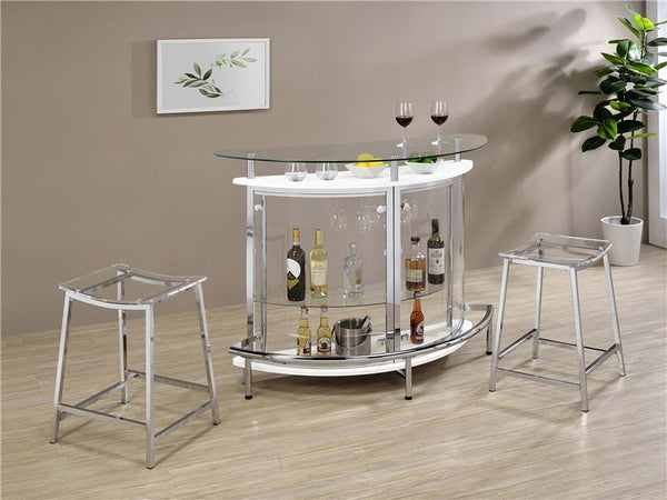 Amarillo 2-tier Bar Unit White and Chrome - 101066