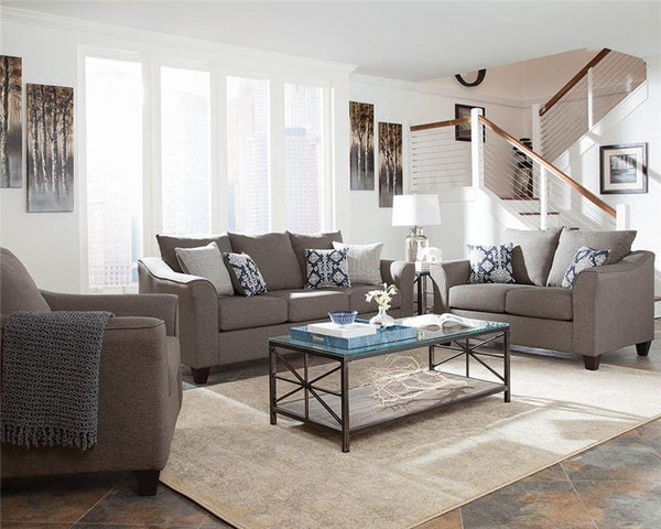 Salizar Upholstered Flared Arm Loveseat Charcoal Grey - 506022
