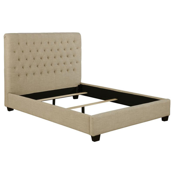 Chloe Upholstered Eastern King Panel Bed Oatmeal - 300007KE