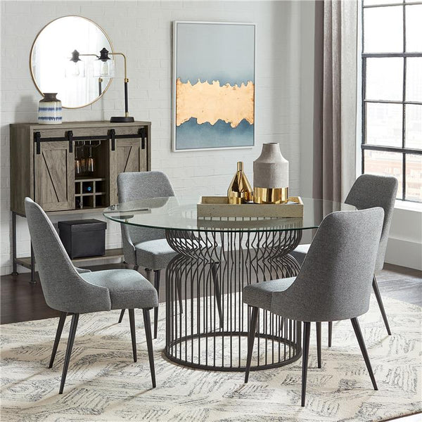 Granvia Round Glass Top Dining Table Clear and Gunmetal - 193511BG