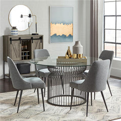 Granvia Round Glass Top Dining Table Clear and Gunmetal - 193511BG