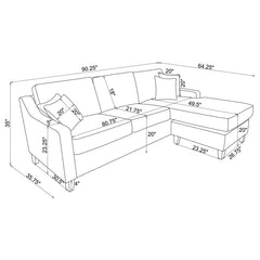 Mcloughlin Upholstered Sloped Arm Sectional Sofa Platinum - 501840