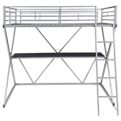 Hyde Metal Full Workstation Loft Bed Silver - 400034F