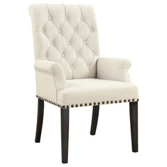 Alana Upholstered Arm Chair Beige and Smokey Black - 107283