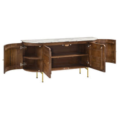 Ortega 4-door Marble Top Dining Sideboard Server White and Natural - 105145