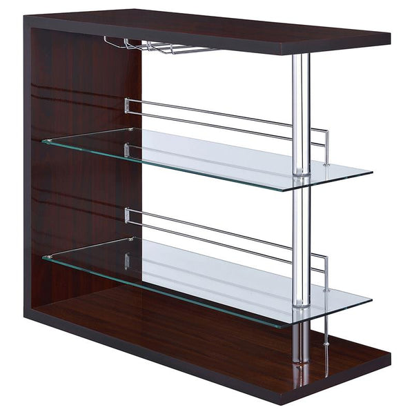 Prescott Rectangular 2-shelf Bar Unit Glossy Cappuccino - 100166